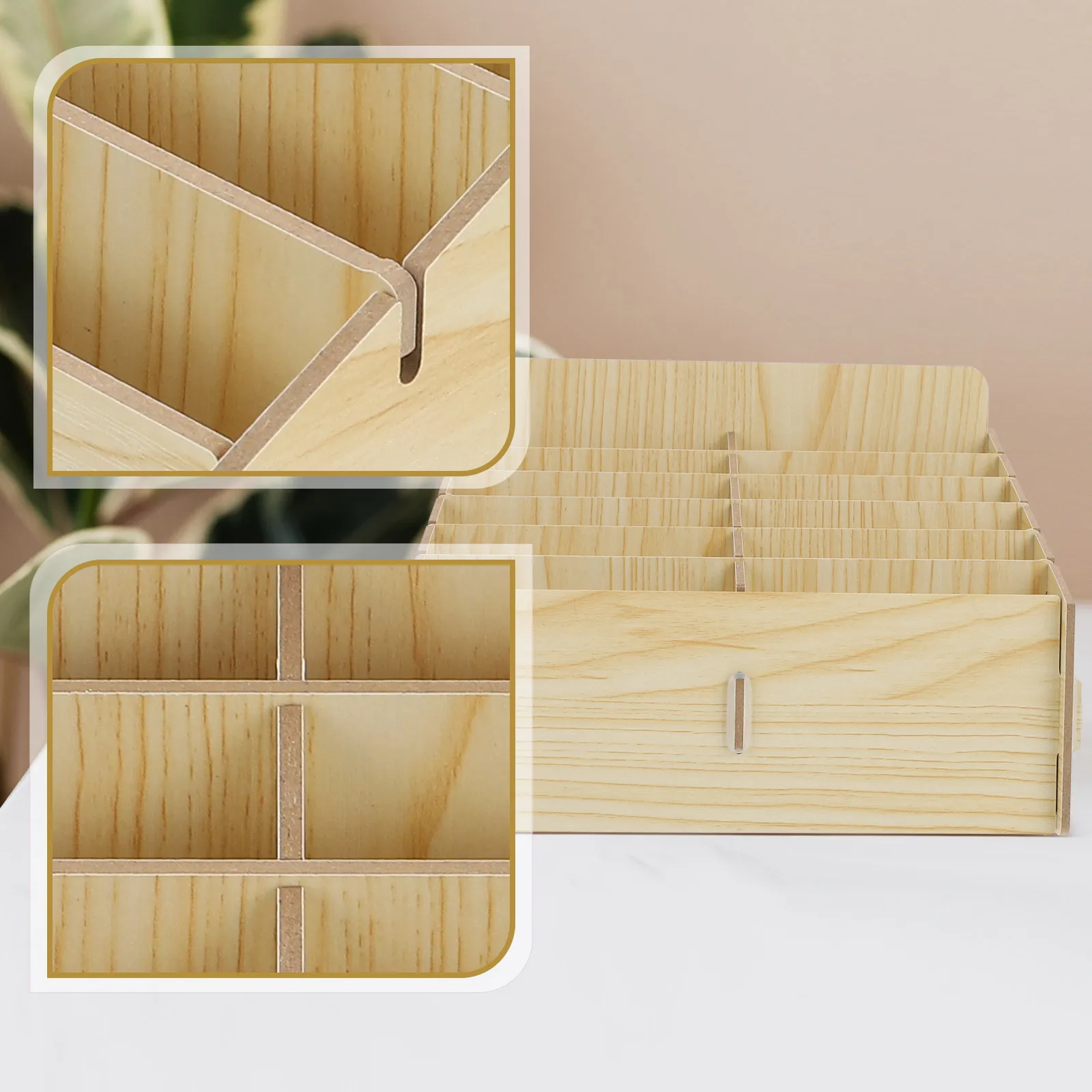 

Multi-Grid Phone Storage Box Wooden Holder Desktop Organizer Phone Stand Temporary Storage Mobile Use Wooden Box