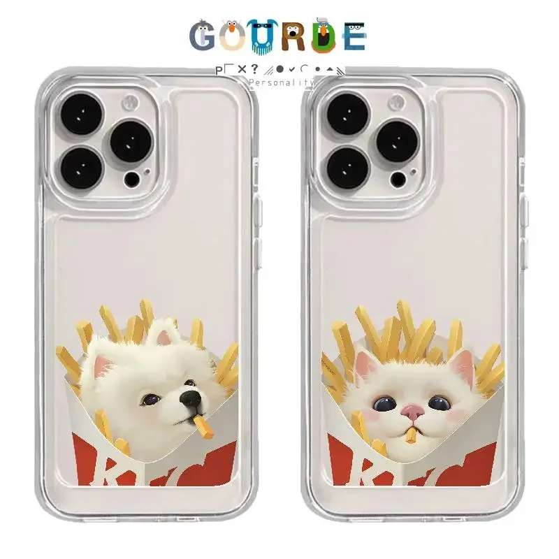 

Gourde French Fries Cat Lovers Case For iPhone 16 Pro Max 13 11 12 15 promax 14promax XR XS Max 7 8 Case Silicone Phone Cover