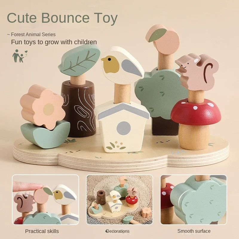 LazyChild Wooden Animal Bouncing Toy Baby Early Education Matching Game Children Hand Eye Coordination Interactive Toy