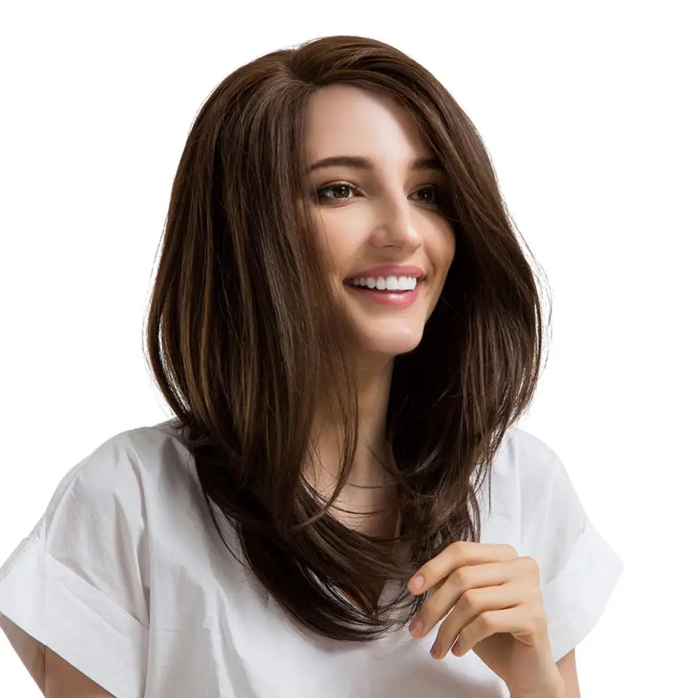 

45cm Women Side Parting Straight Bob Wig Human Hair Lace Front Human Hair Wigs Natural Looking Medium Length Full Wig Hairpiece