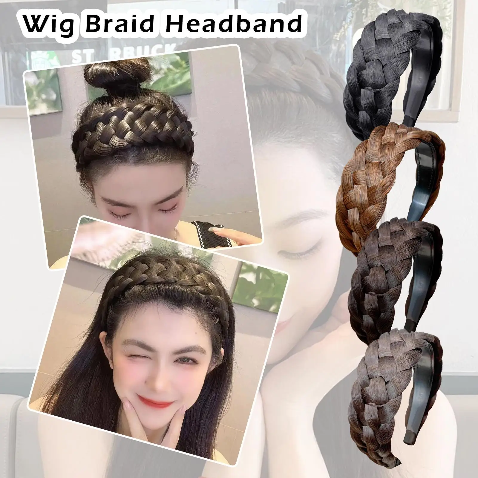 Bohemian Braid Wig Twist Headband Wide Thicken Fishbone Braid Hairband Hair Hoop For Women With Teeth Non-slip Hair Accesso D4G8