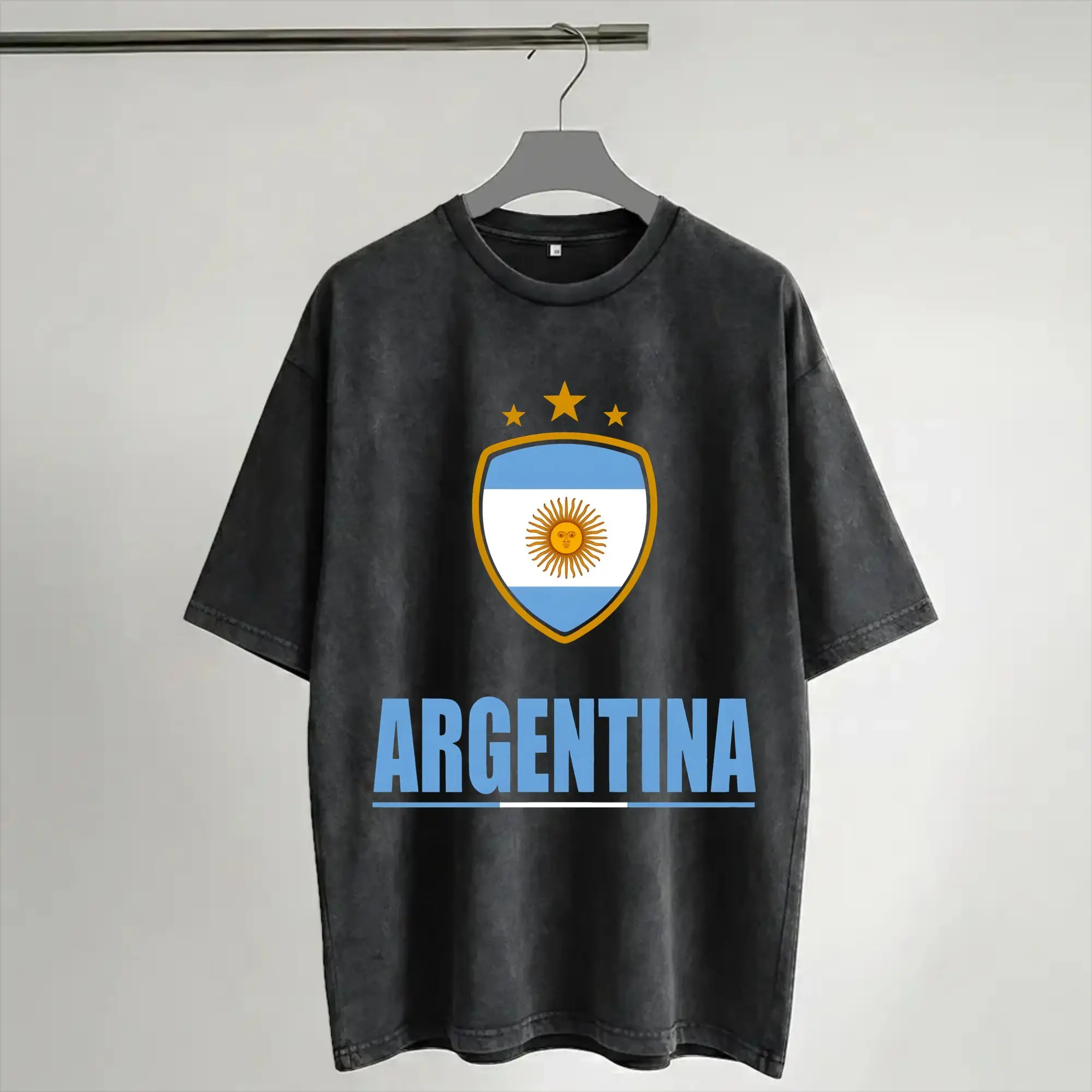 Camisetas de fútbol de Las Malvinas Argentina, camisetas lavadas estilo streetwear, hip hop, vintage, para hombre y mujer, 100% algodón