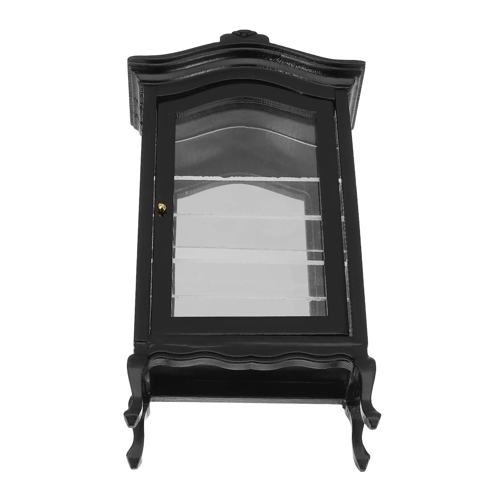 

Wooden Miniature Cabinet 1:12 Scale Dollhouse Furniture with Arched Top Display Shelf for Realistic Home Interior Decoration