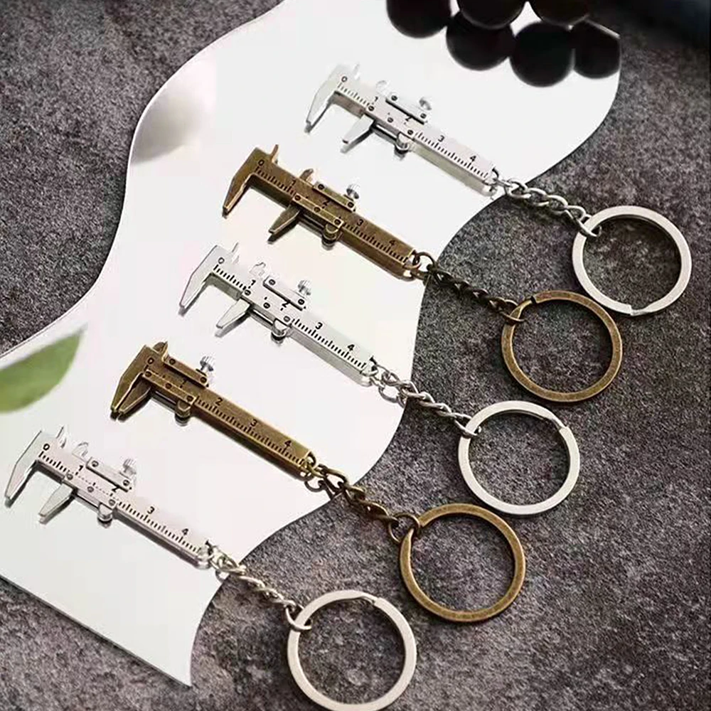 Keychain Mini 0-40mm Caliper Ruler Vernier Sliding Tool Gauge Key Jewelry Measuring Plastic Chain Gauging Portable Turbo Model