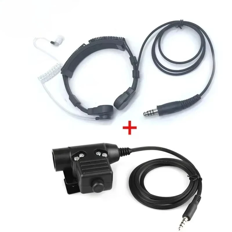 Air Tube Throat Vibration Mic Headset + Z Tactical U94 PTT Military Adapter To 3.5mm Plug Jack for IPhone Mobile Phone Cellphone