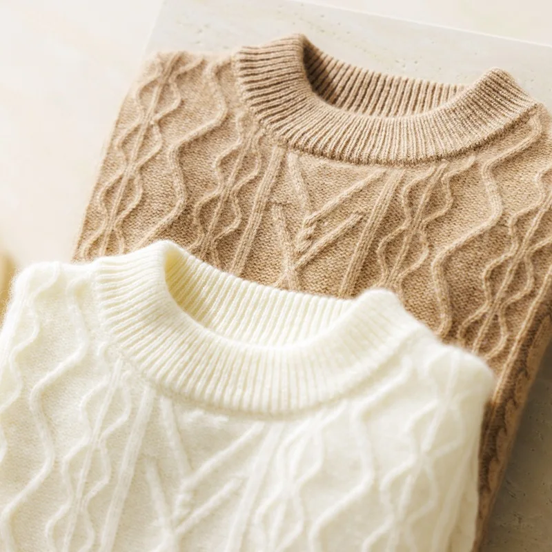 

Boys 100% wool Sweater Childrens Warm Quality Wool Sweater Kids Geometric pattern Cashmere Girls Pullover Wool Clothes Boy Tops