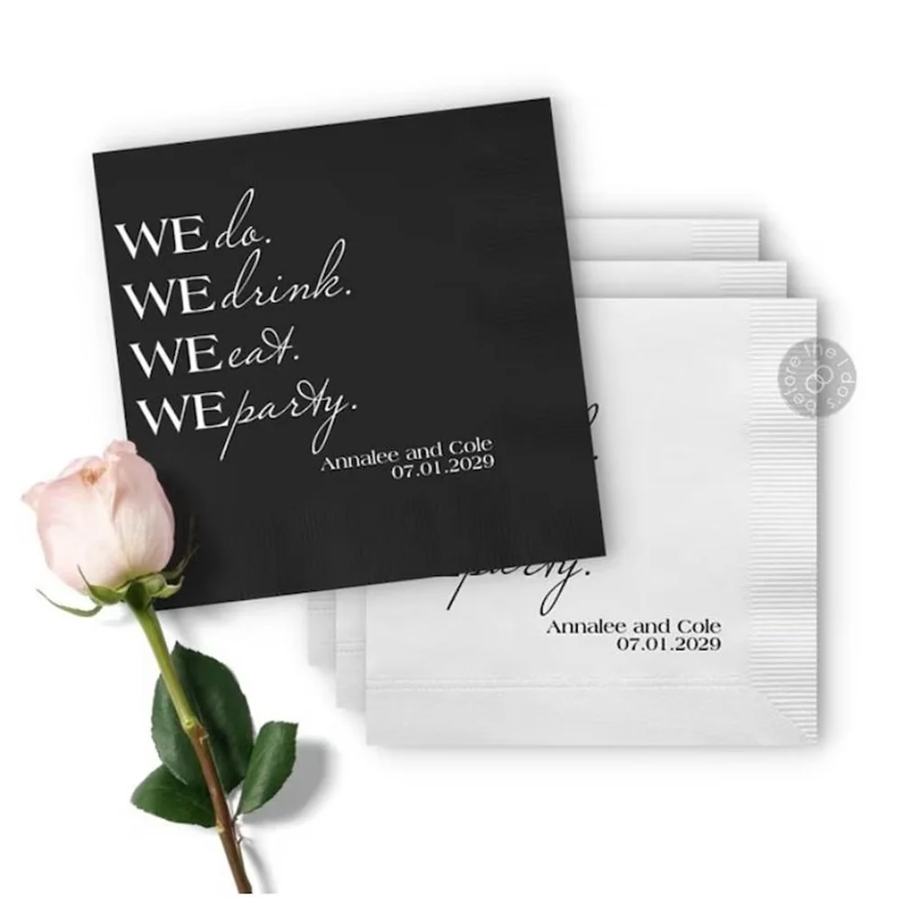 

50PCS We do We drink We eat We party Custom Napkin for Wedding - Wedding Cocktail Napkins - Personalized Wedding Napkins