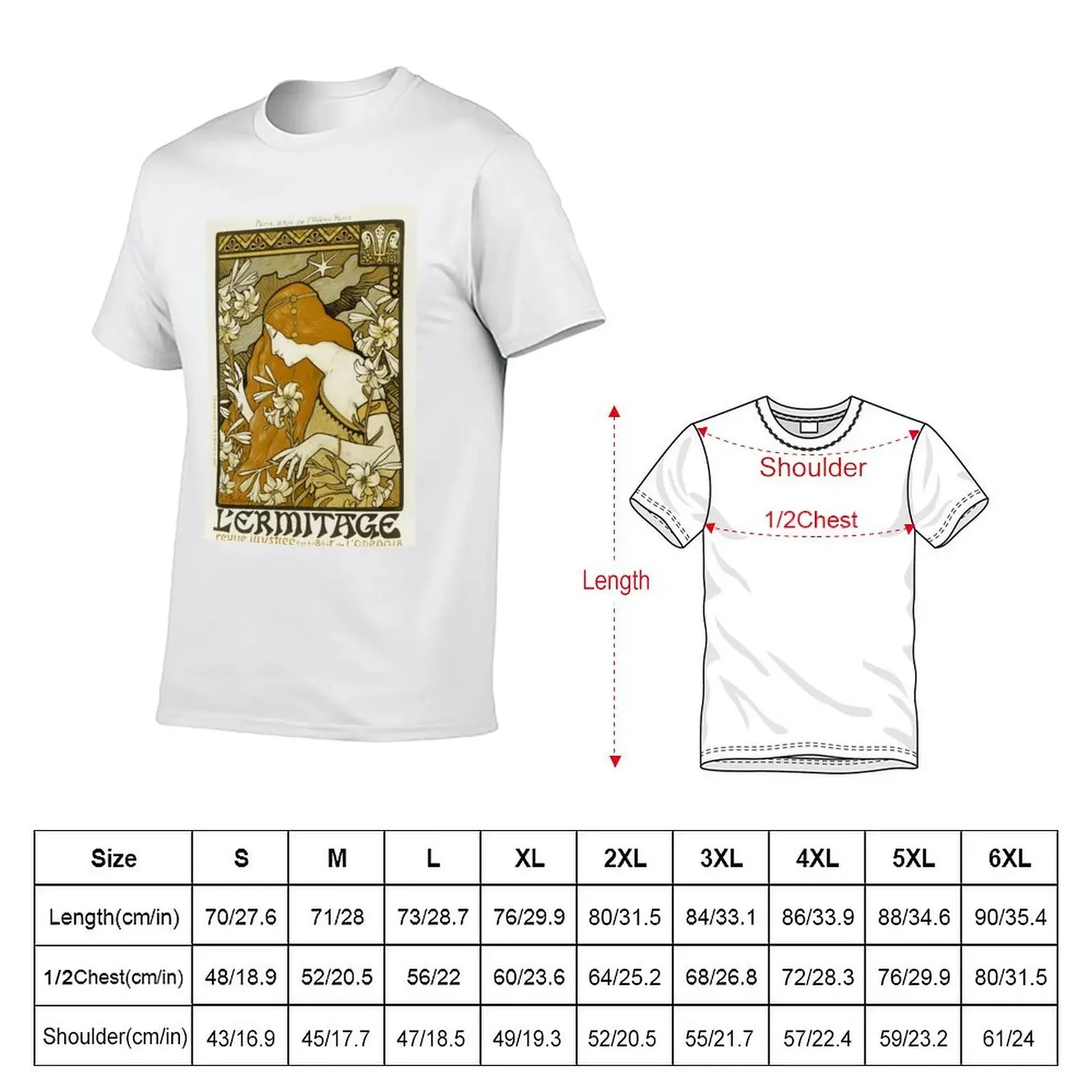 Art Nouveau L'ermitage Paul Berthon Digital T-Shirt blue archive cute tops mens graphic t-shirts pack