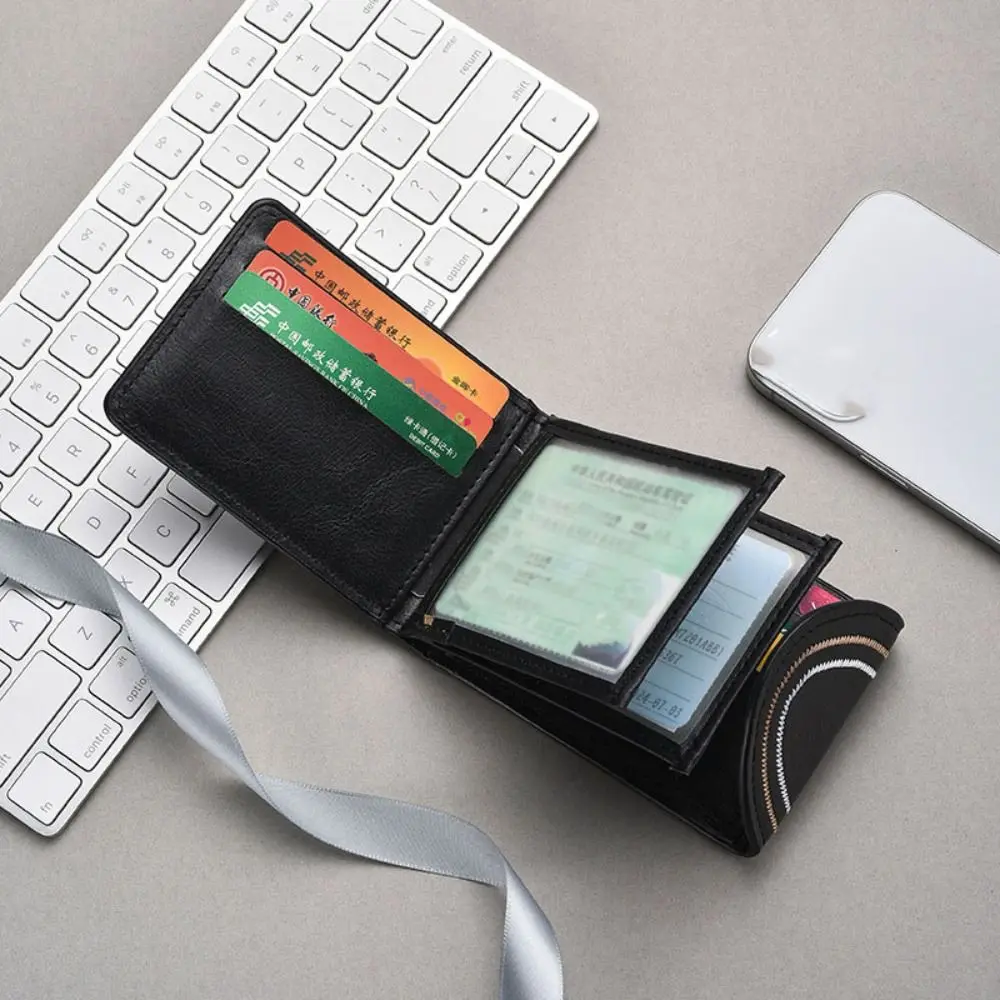 Fashion Multiple Card Slots Men's Wallet Portable Leather Men Card Bag Large Capacity Business Card Holder