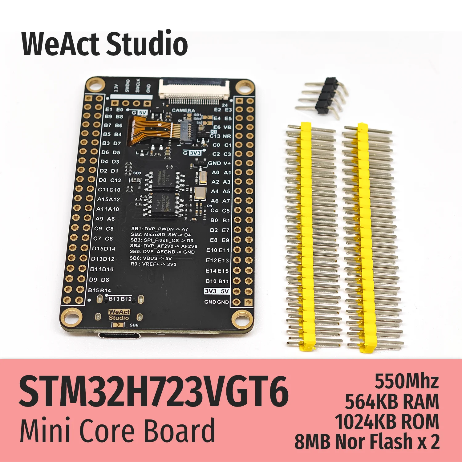 Weactコアボードデモボード、STM32H723VGT6、STM32H723、STM32H7、STM32