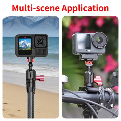2kg Load Capacity Aluminum Mini Ball Head 17mm Ball Head Clamp Anti Twist 360 Rotatable for Motorcycle Bicycle Action Camera