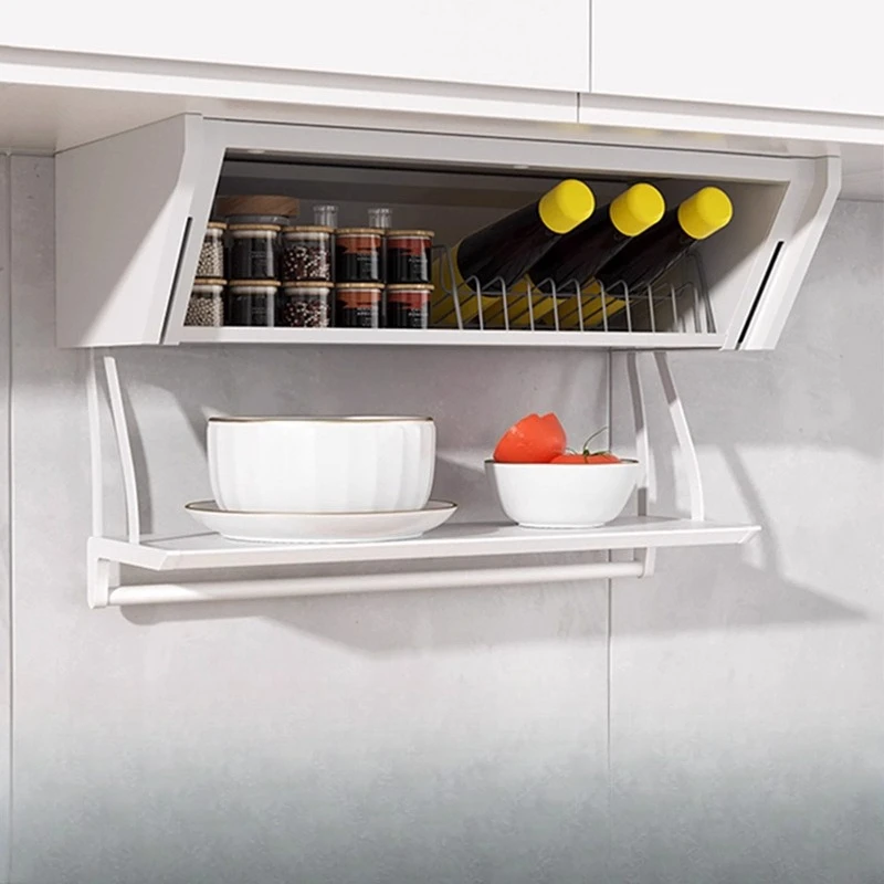 Kitchen  cabinet pull-down rack pull basket lift folding storage box dish seasoning rack preparation cupboard storage
