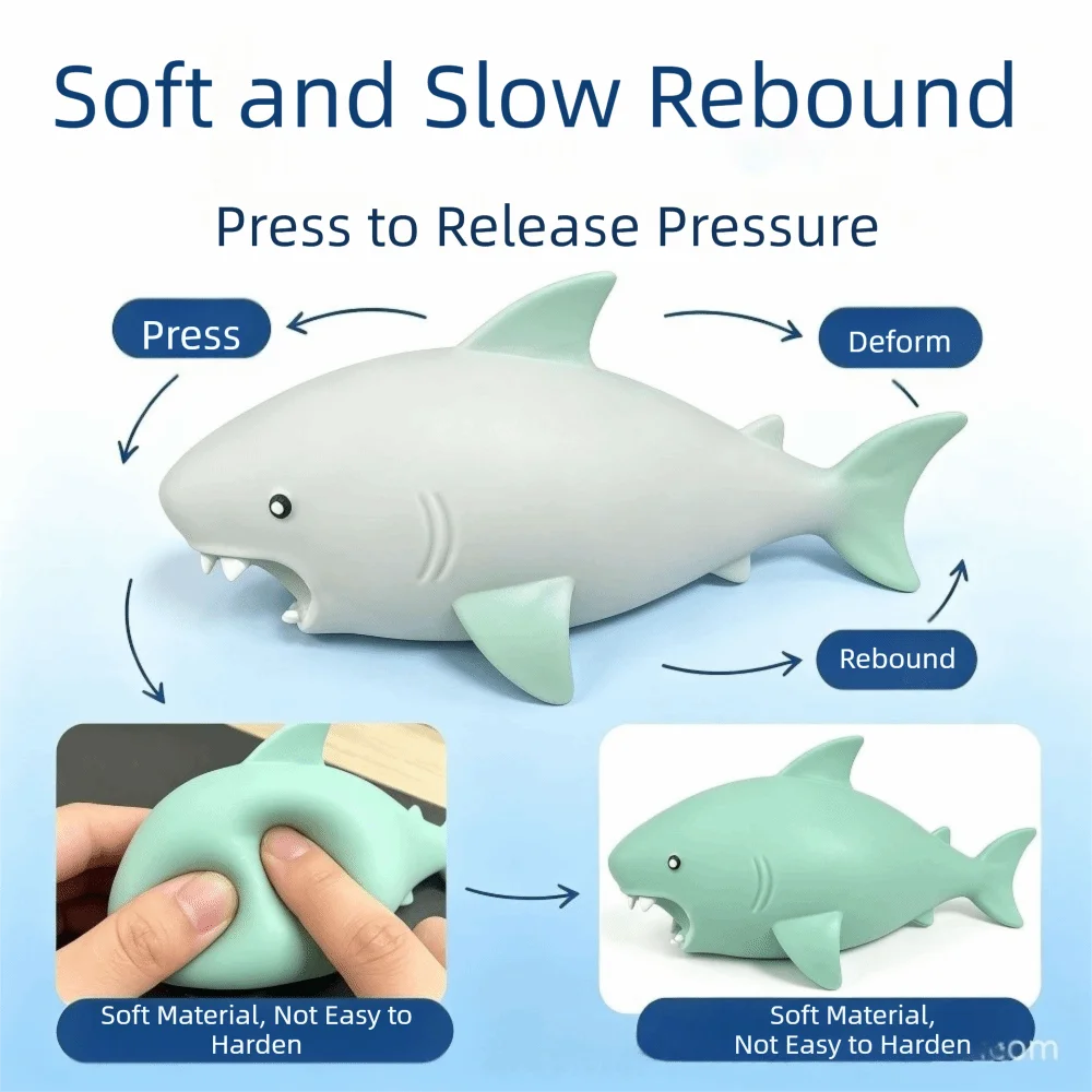 Educational Soft Shark Squishy Slow Rising Slow Rebound Shark Fidget Cute Shark Jumbo Size Shark Slow Rebound Leisure Time