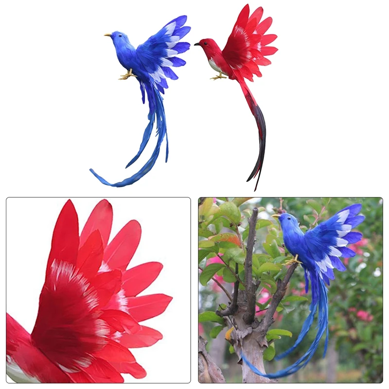 AS94-2 Pezzi Piume di Uccelli Artificiali Figurine di Plastica Paesaggio Ornamento Decorazioni da Giardino Natale Fai da Te Halloween 28 X 5 X 3 Cm, 1 Pezzi