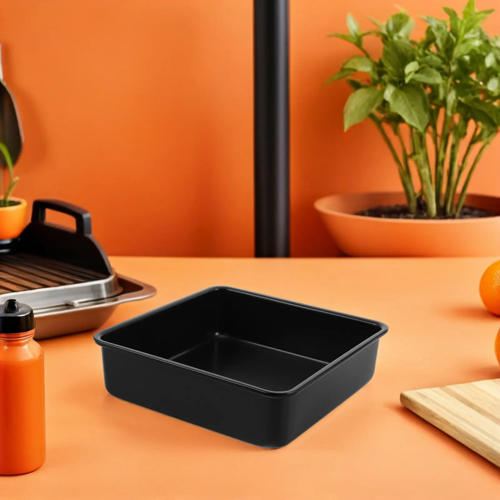 Assadeira Quadrada Antiaderente Preta para Fritadeira de Ar, 6x6 Polegadas, Profunda, para Bolo, Pão, Peixe, Acessório para Forno e Fritadeira de Ar