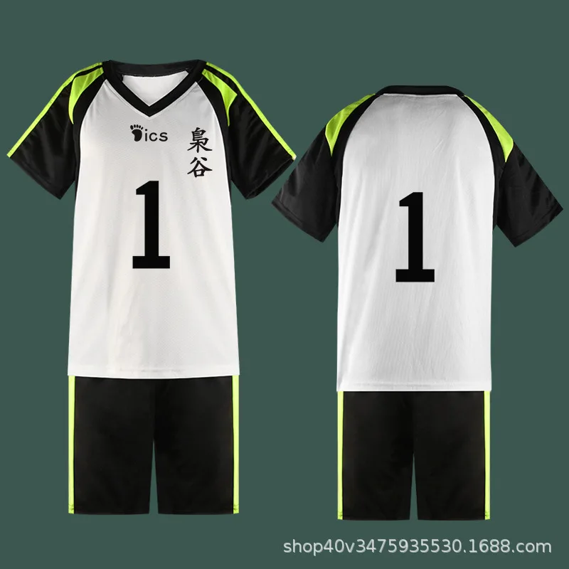 Anime Haikyuu!! Fukurodani Bokuto Koutarou Uniform T-shirt and Shorts Cosplay Costume Haikiyu Volley Ball Team Jersey