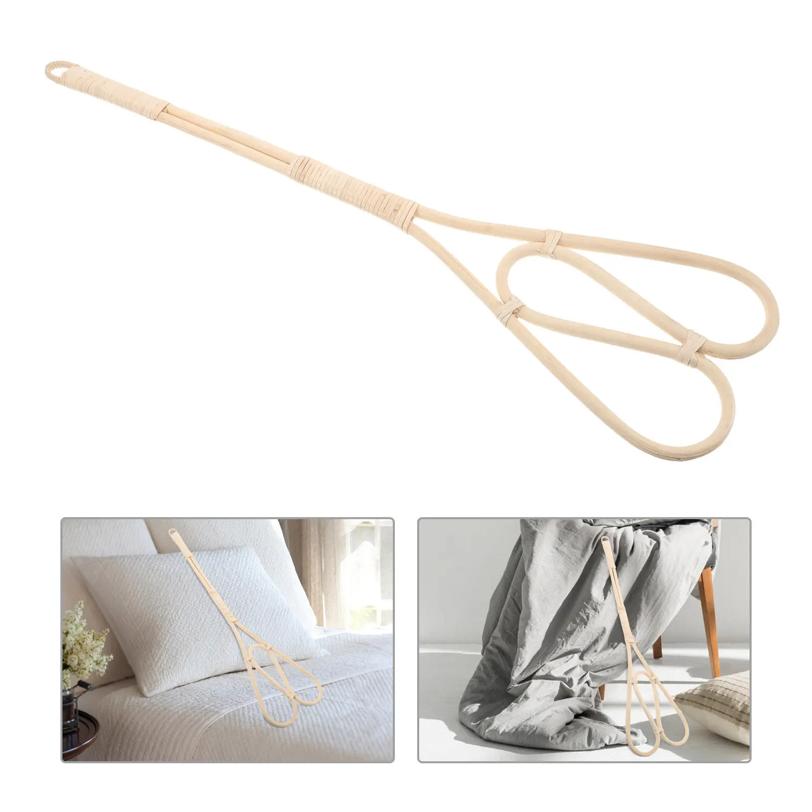 

Hand Woven Rattan Carpet Duster 25.15 Long Handle Quilt Rug Beater Mattress Blanket Duster Tool for Bedding Down Jacket Care