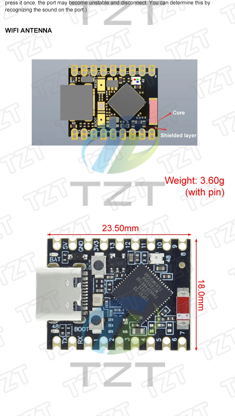 ESP32-C3-Zero ESP32-S3-Zero ESP32-C6 ESP32-H2 ESP32 SuperMini WiFi + Bluetooth ESP32 Entwicklungsboard ESP32 C3 S3 Erweiterungsplatine – Detail 12