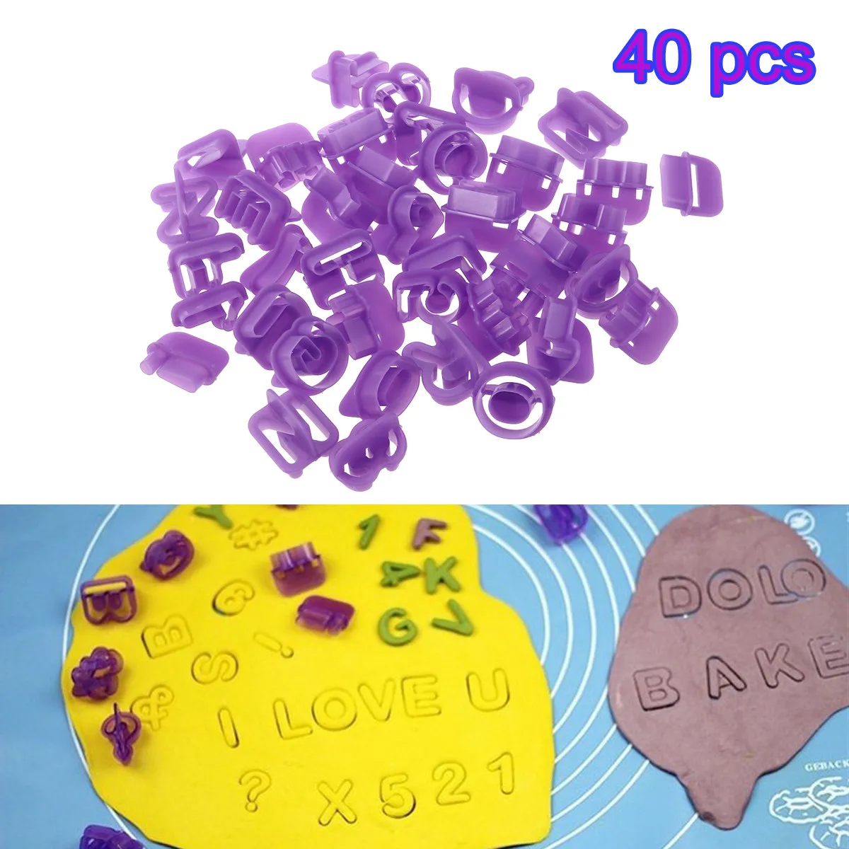 40Pcs Plastic Biscuit Mould Alphabet Letter Number Set Lightweight Flexible Easy Wash Baking Cookie Cutters for Fondant Sugar