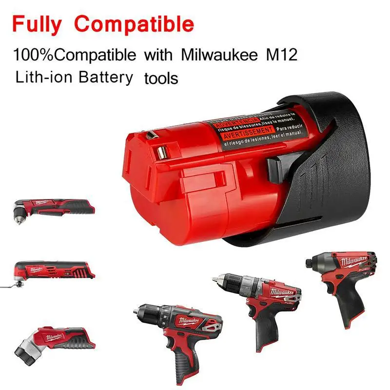 2026 New for Milwaukee 12V M12 Battery 3Ah Compatible with for Milwaukee M12 XC 48-11-2410 48-11-2420 48-11-2411 Tools Battery - view 4
