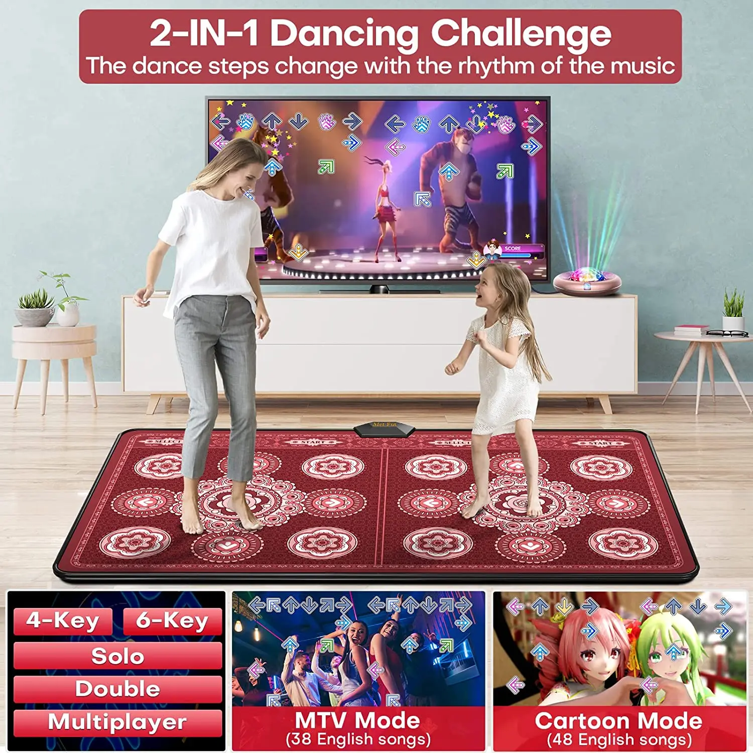 حصيرة الرقص ألعاب للتلفاز/الكمبيوتر مع كاميرا HD مزدوج المستخدم ممارسة اللياقة البدنية وسادة عدم الانزلاق هدية للأطفال HDMI-متوافق