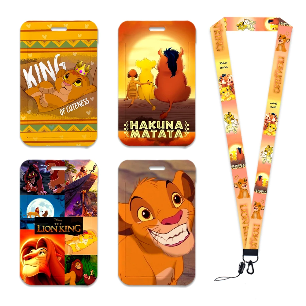 De Lion King Simba Disney Nekkoord Lanyard Film Jongens Card Cover Cartoon Badge Houder Id-kaart Studenten Hang Touw Cadeau