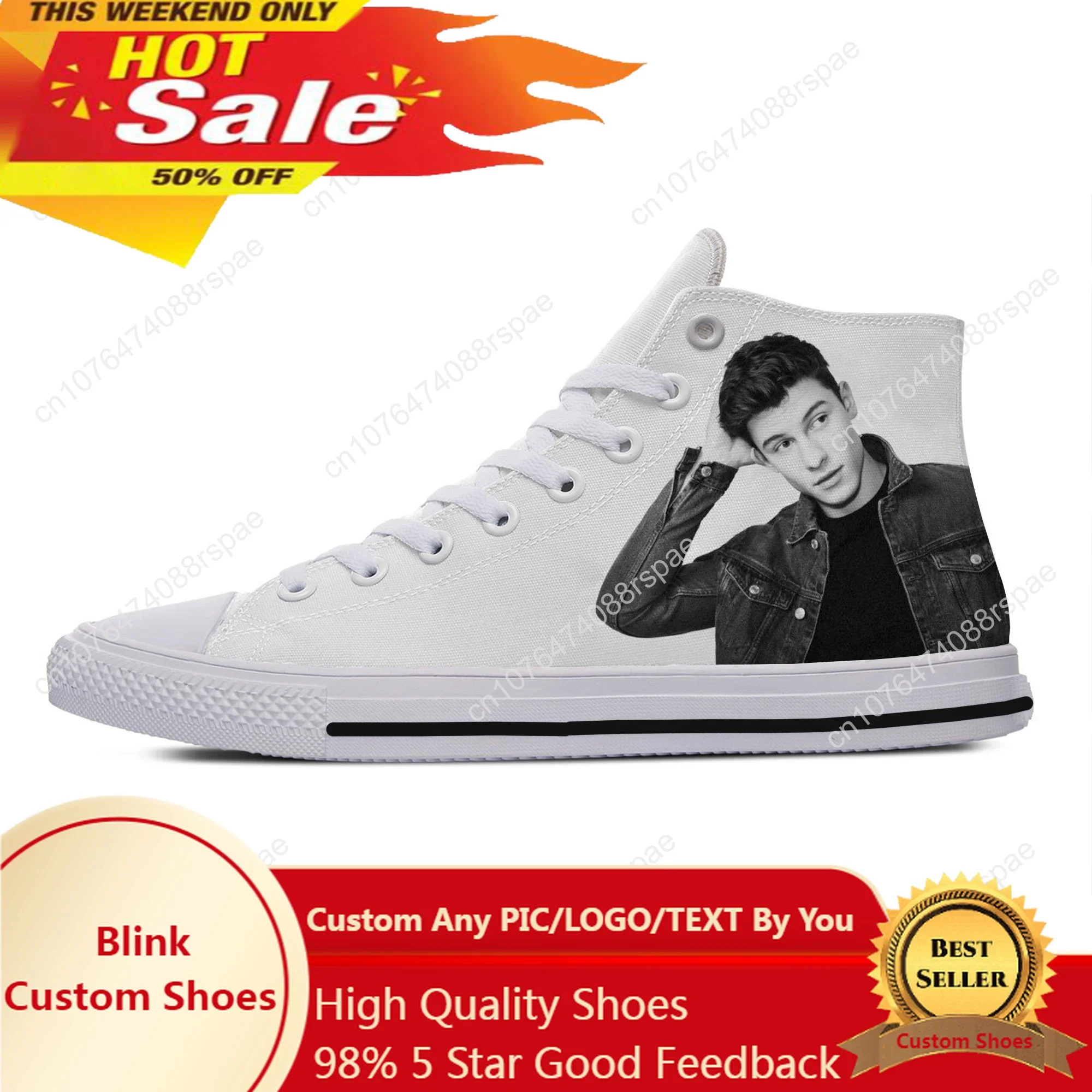 Hot Cool Fashion Pop Funny New Summer High Quality Sneakers Handiness Casual Shoes Men Women Shawn Mendes High Top Board Shoes