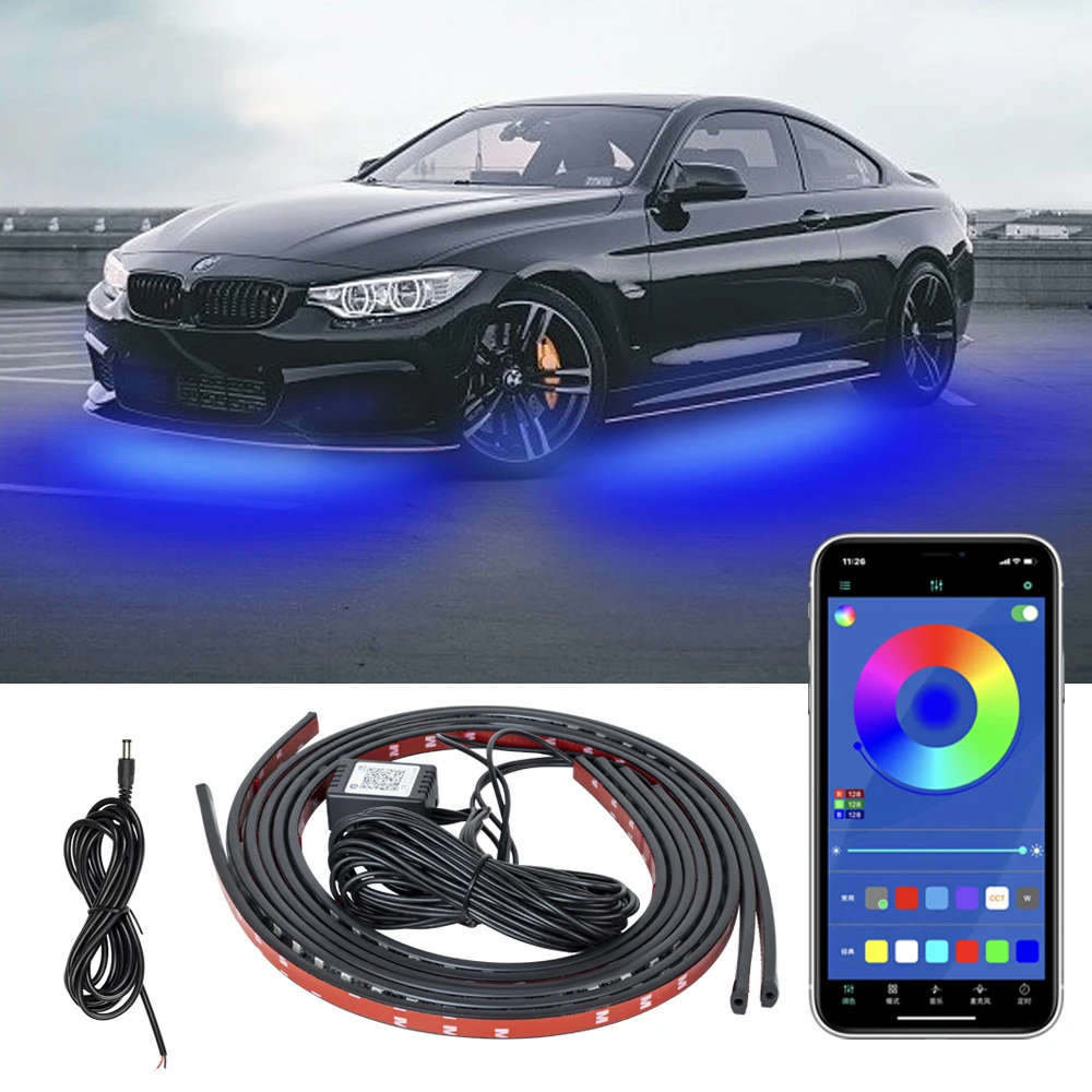 Car LED Light Underglow Strip Light LED Underbody Remote APP Control RGB Neon Lights Atmosphere Lamp for Auto Decoration