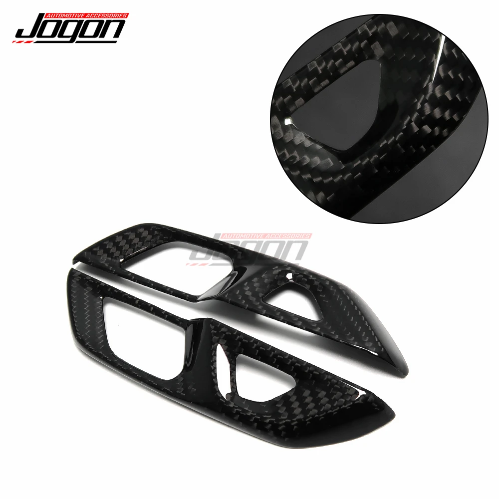 Real Carbon Fiber Car Interior Side Door Handle Panel Button Frame Cover Trim For Corvette C8 Stingray Z06 Coupe Z07 2020-2024