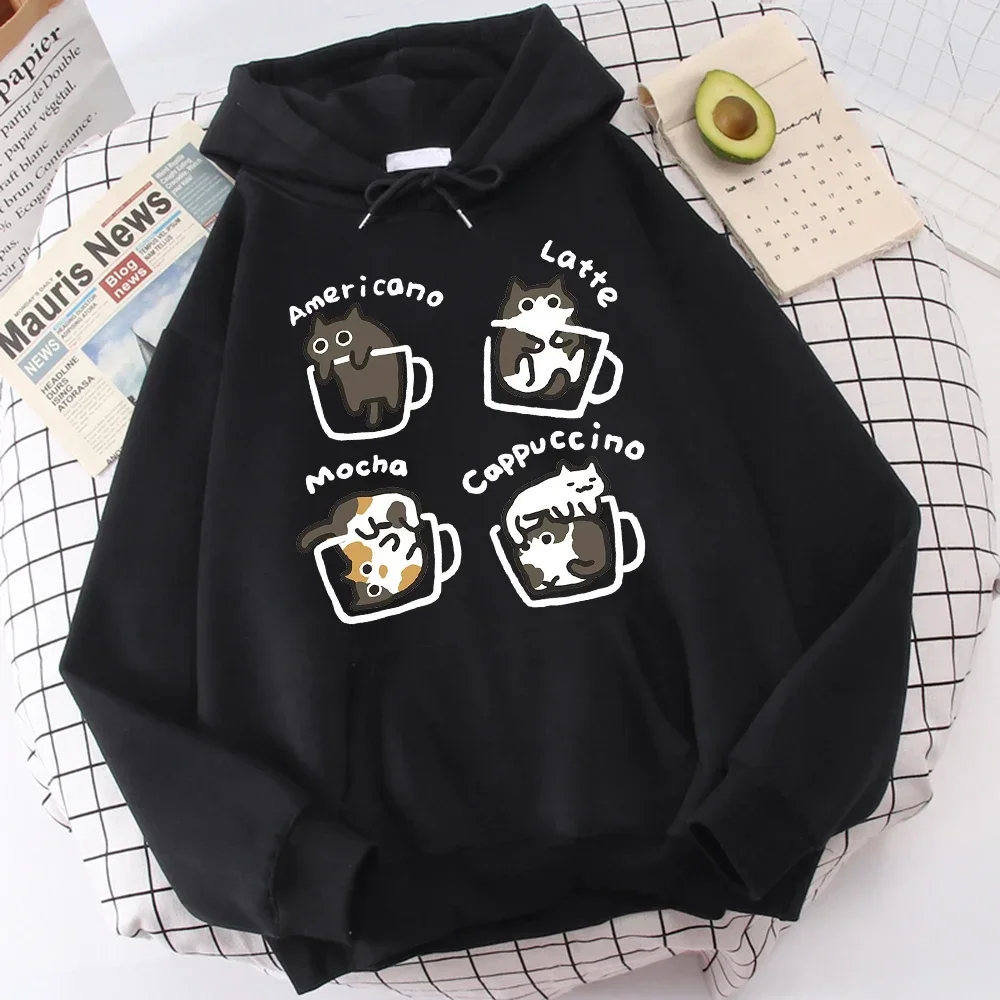 Sudadera con capucha de dibujos animados para mujer, Sudadera con capucha de Cinco gatos pequeños jugando en la Copa, sudadera Harajuku de calle, sudaderas de moda diaria para vacaciones