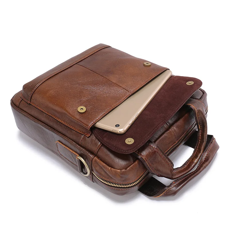 New Business Men Shoulder Bag Data Package Male Multi-function Messenger Bags Genuine Leather Crossbody Flap Handbags Vintage