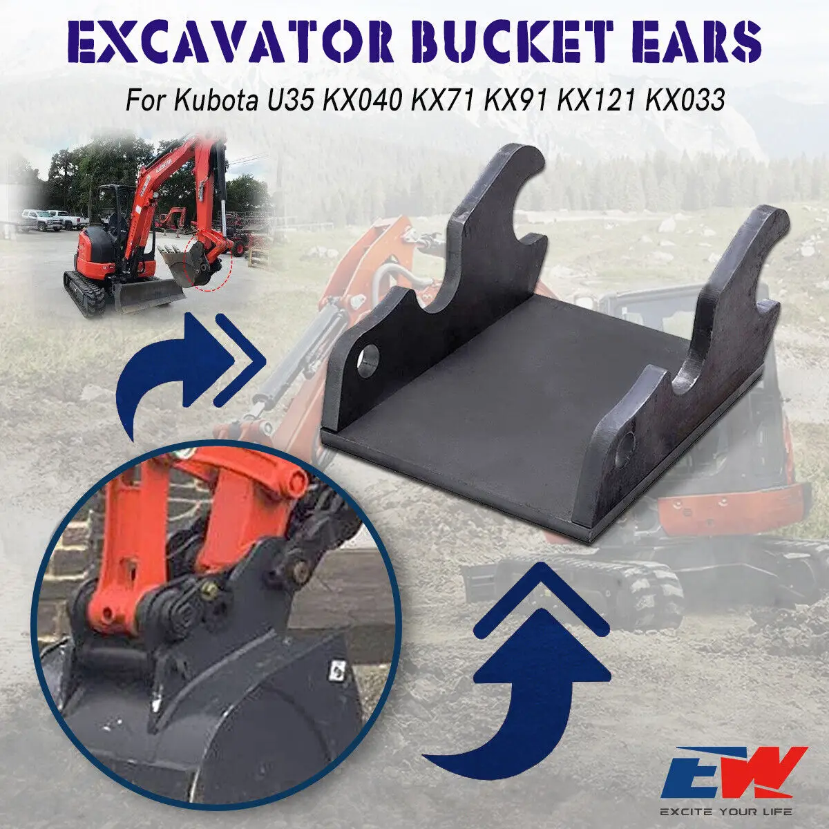 

For Kubota Excavator Quick Attach Bucket Ears U35 KX040 KX71 KX91 KX121 KX033