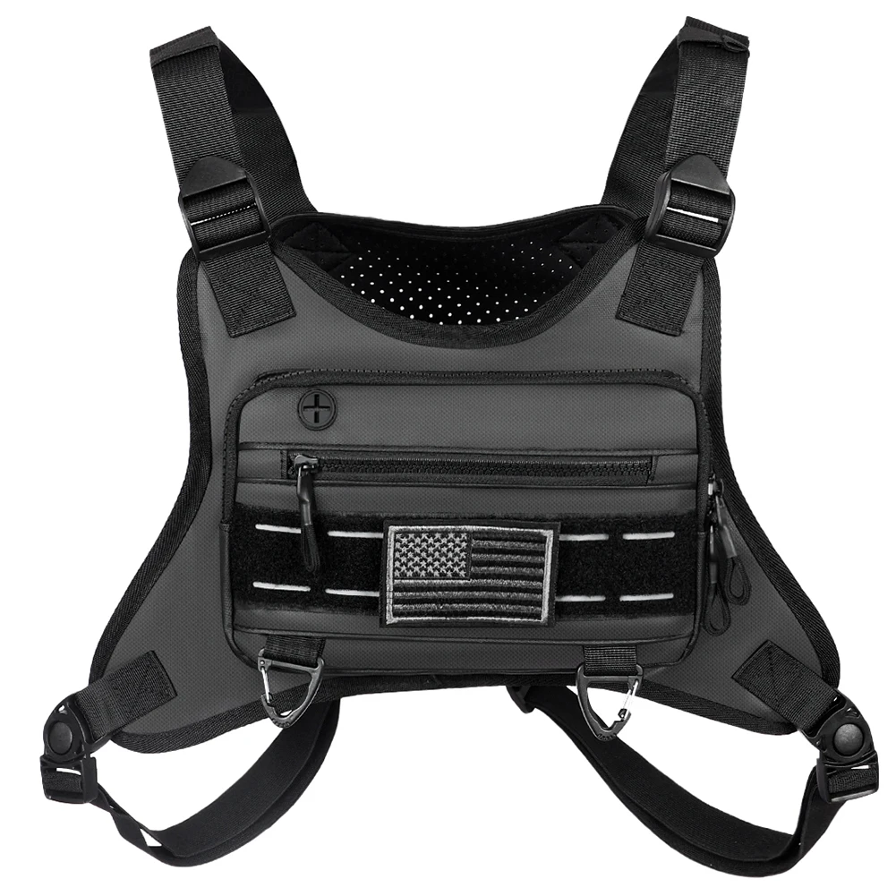 Sports Chest Bag Unisex Front Chest Pack Running Vest Large Capacity Reflective Tactical Vest Bags Outdoor Running Accessories