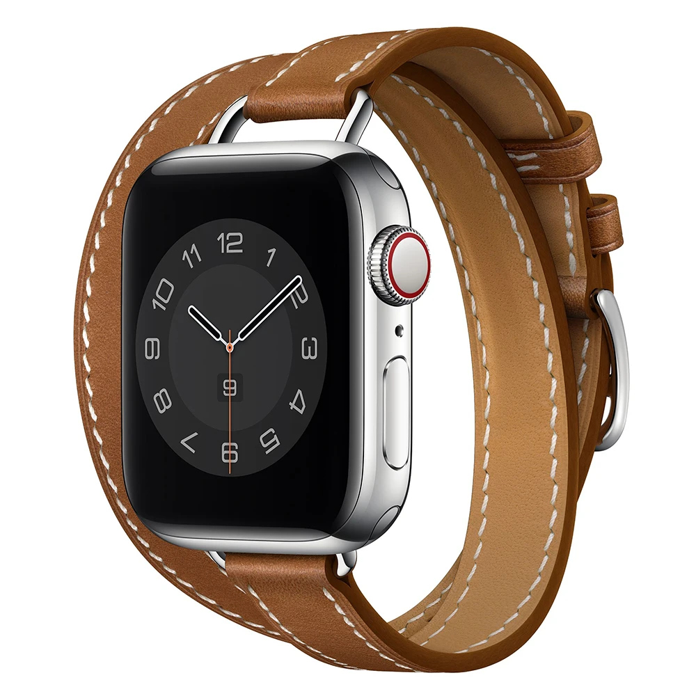 41mm Attelage Double Tour For Apple Watch 7 band 44/40mm Genuine Leather 42/38mm belt bracelet iWatch Series 3 4 5 6 SE 7 strap