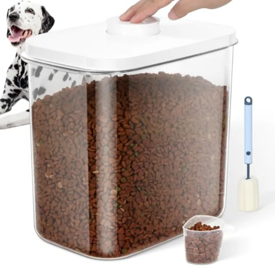 

12 lbs Airtight Dog Cat Food Storage Container and Dog Treat Containers BPA-Free, PET Clear Stackable Pet Storage Bin, 1-Cup Sc