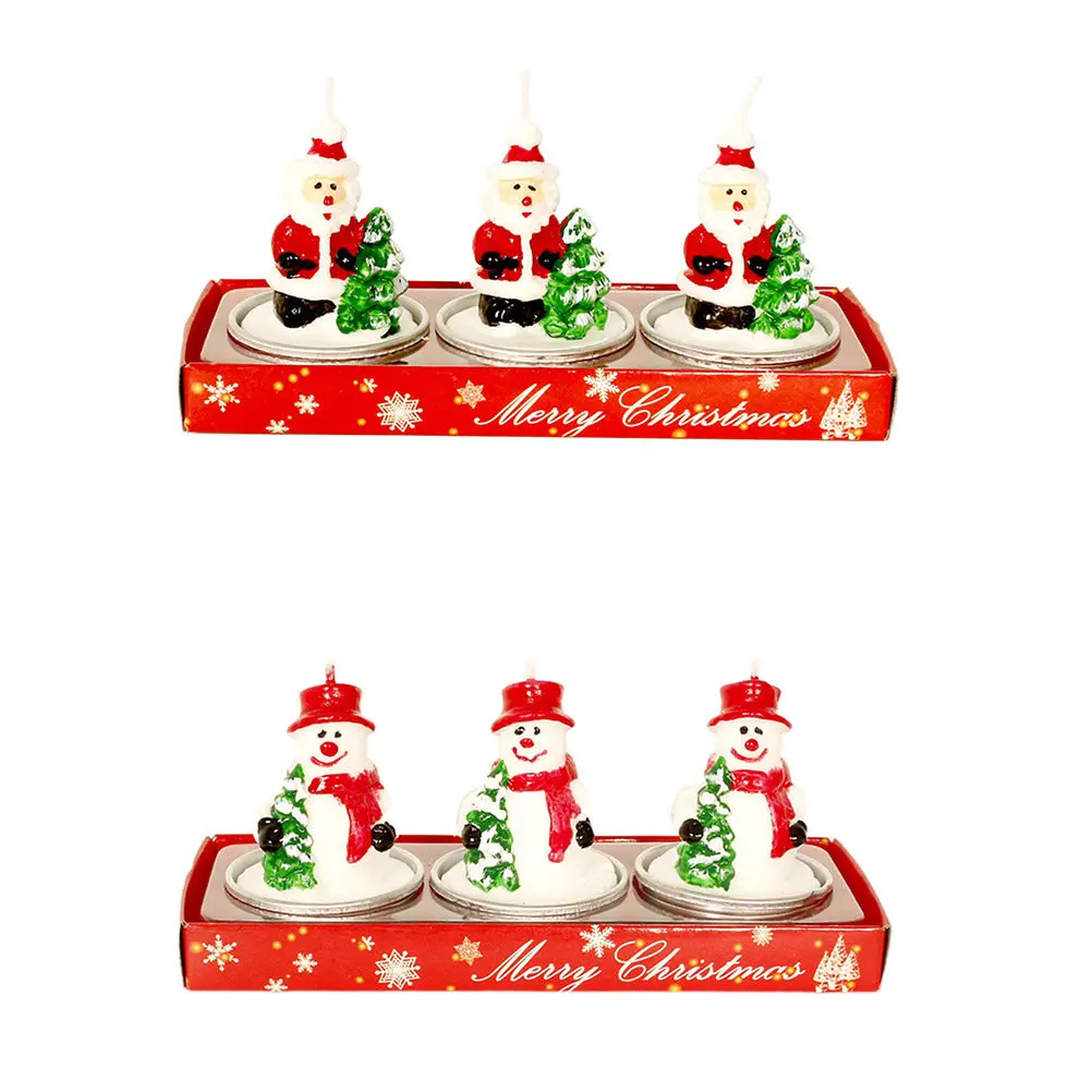 3Pcs Christmas Long Lasting Paraffin Flame Decorative Perfect for Christmas Party Table Decoration Festival