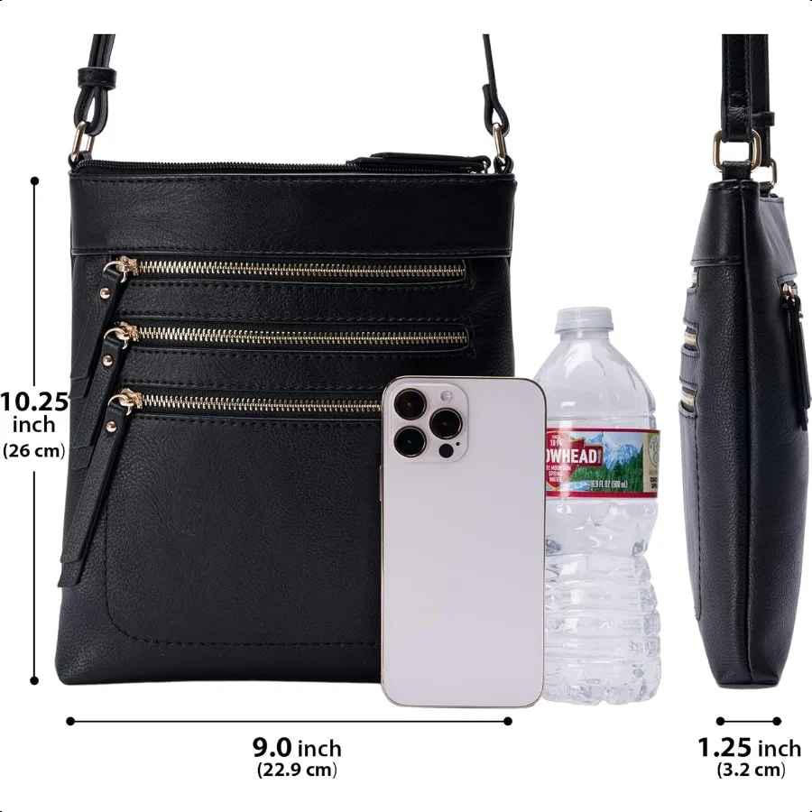 Solene Crossbody Bag Functional Multi Pocket Menger Purse Top Zip Closure Shoulder Handbag With Adjustable Strap