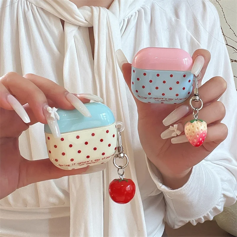 

Korean Rose Red Stripes Earphone Case For Apple Airpods 4 3 2 Pro Protective Cover Silicone Cute Headphone Cases For Airpods Pro