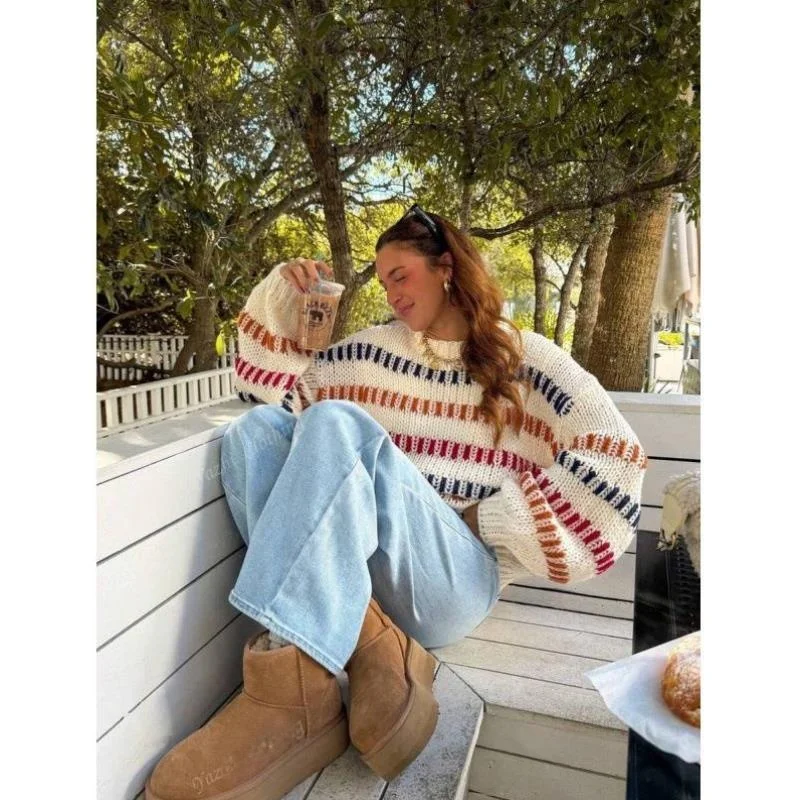 

B 728 Autumn Winter Faionable Retro Color Blo Knitted Sweater Coolmax Fiber ex Ciwalk Collar Nine Points Sve