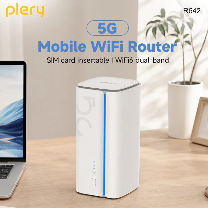 PLERY R642 5G SA/NSA WiFi6 Router Unisoc UDX710 2Gbps CAT19 4G LTE CPE Dual Band 2.4G+5.8GHz Gigabit LAN 32 Devices Simultaneous
