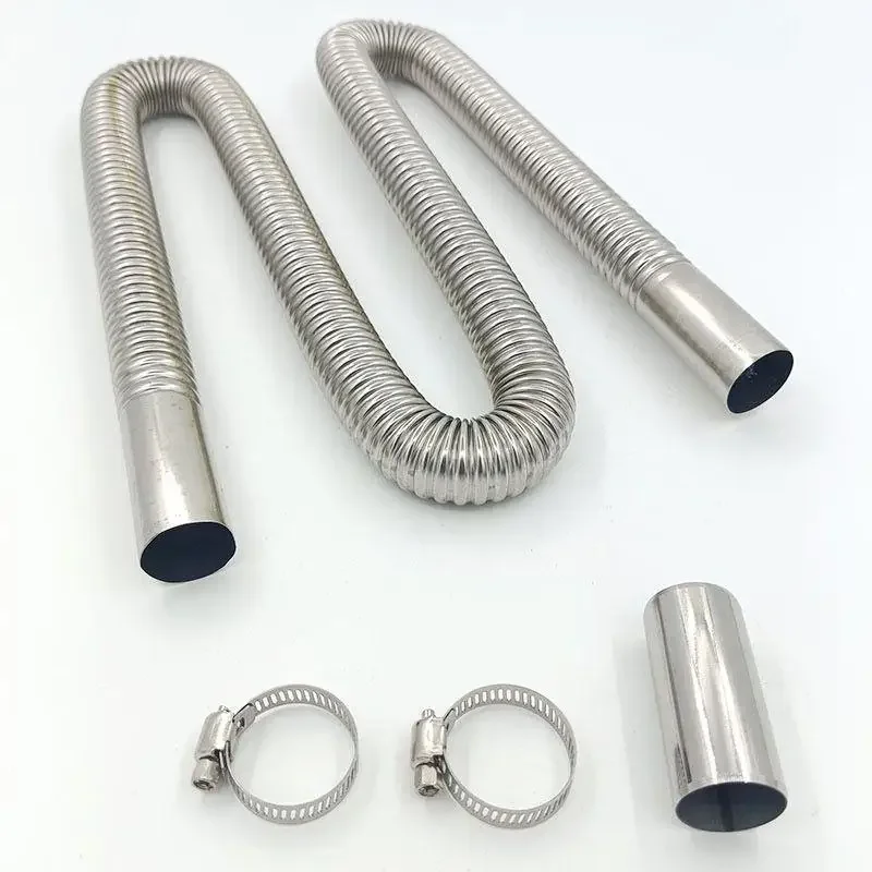 1Pc 60-300cm Car Air Diesel Parking Heater Stainless Steel Spiral Exhaust Pipe Gas Vent Hose Tailpipe Automobile Accessories