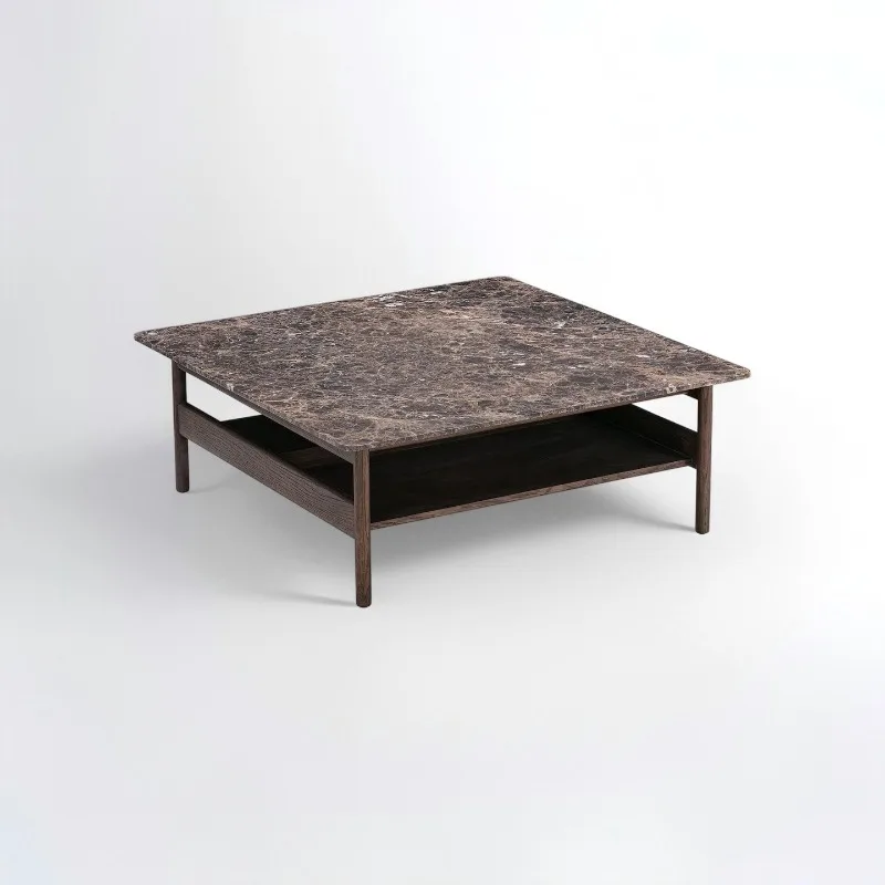 Modern simple solid wood marble coffee table square luxury stone tea table Italian high-end coffee table