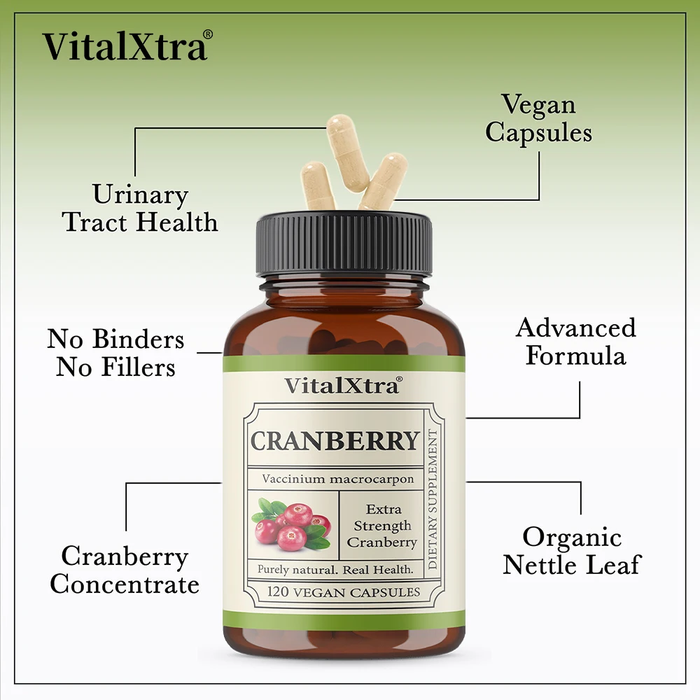 Extra Strength Cranberry Capsules - 12,500 Mg Fresh Cranberries Per Capsule, Optimizes Urinary Tract Health - Vegan