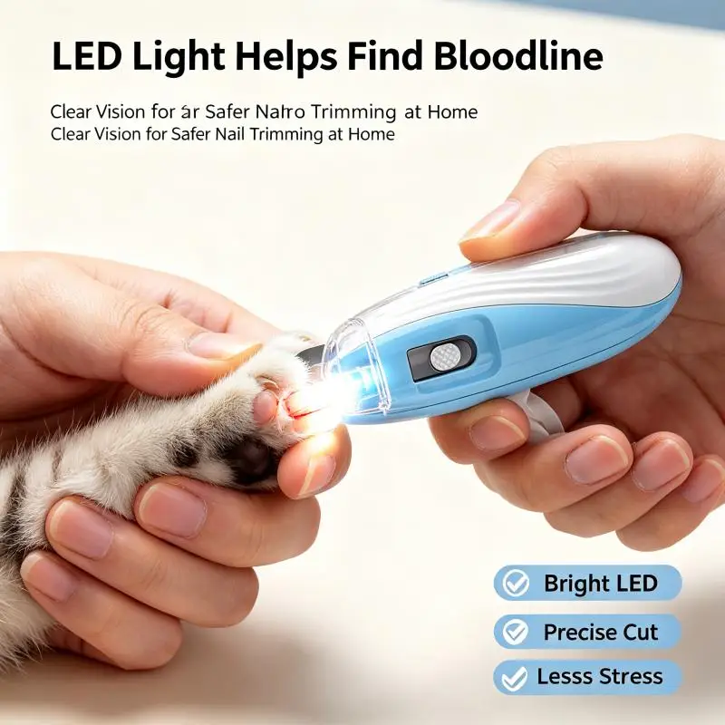 LED Light Pet Nail Clippers Professional Stainless Steel Claw Grooming Scissors Trimmer for Dogs Cats Rabbits Safe Portable Pet