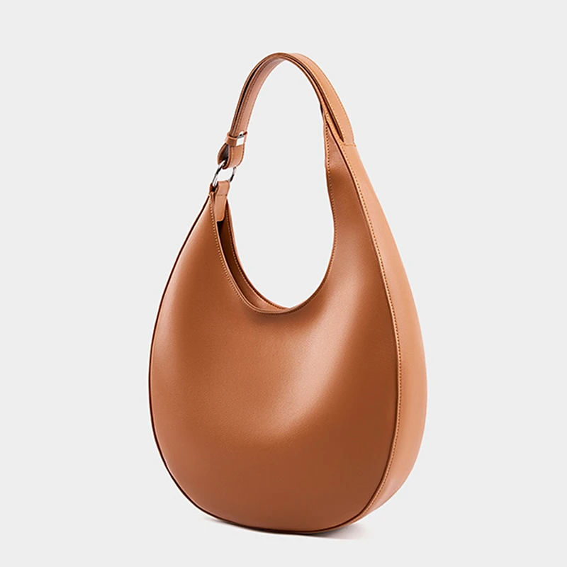 Bolsas de ombro axilas de couro genuíno para mulheres, meia lua bolsas crossbody, bolsas femininas, sacolas, designer de tendência, moda, 2024