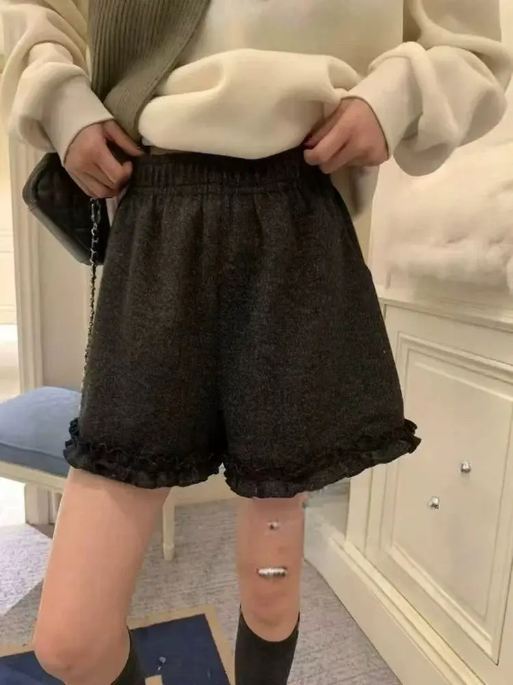 

Широкие брюки с высокой талией, женские осенне-зимние новые утягивающие верхняя одежда, повседневная шерстяная одежда Fem Faion Design