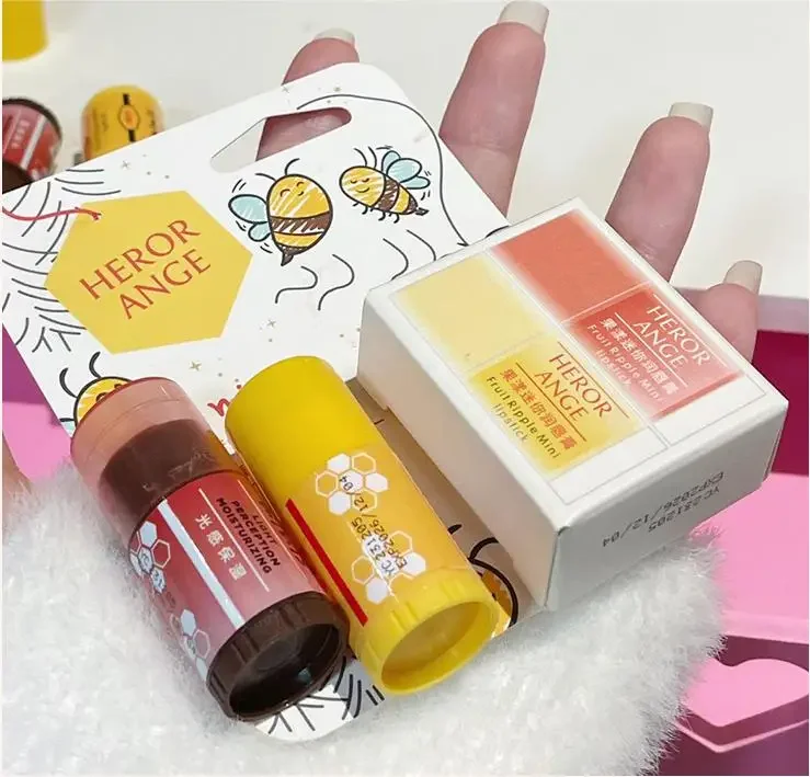 Mini conjunto de bálsamo labial colorido de frutas, duradouro, reduz lipline, batom hidratante, anti-envelhecimento, anti-secagem, cuidados com os lábios, cosméticos, maquiagem