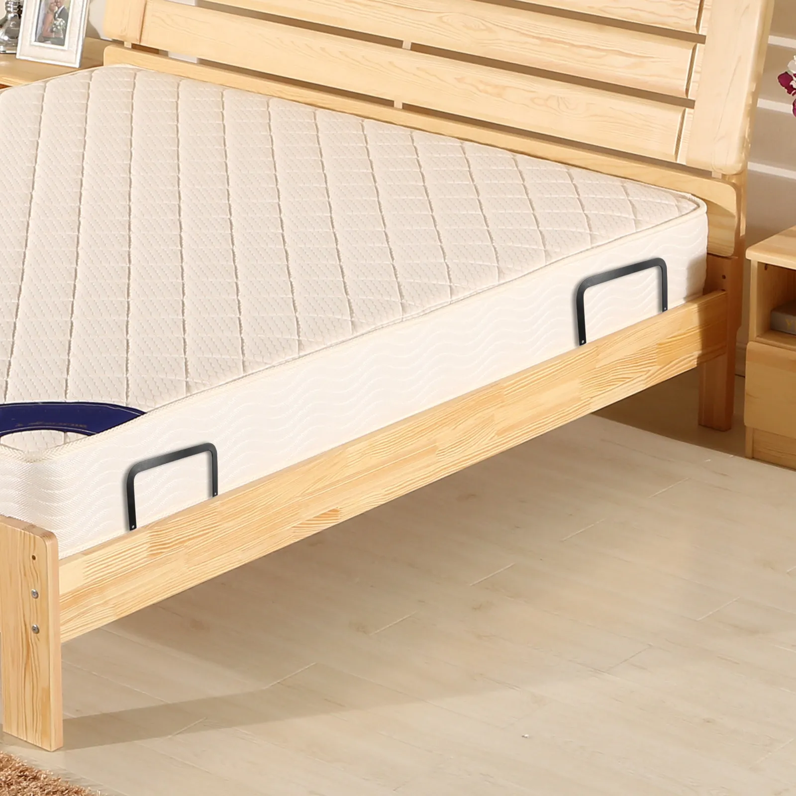 1Set Mattress Slide Stopper Strong Iron Bed Mattress Holder Bars Prevent Slipping Compatible Bed Frames Spring Wood Mattresses