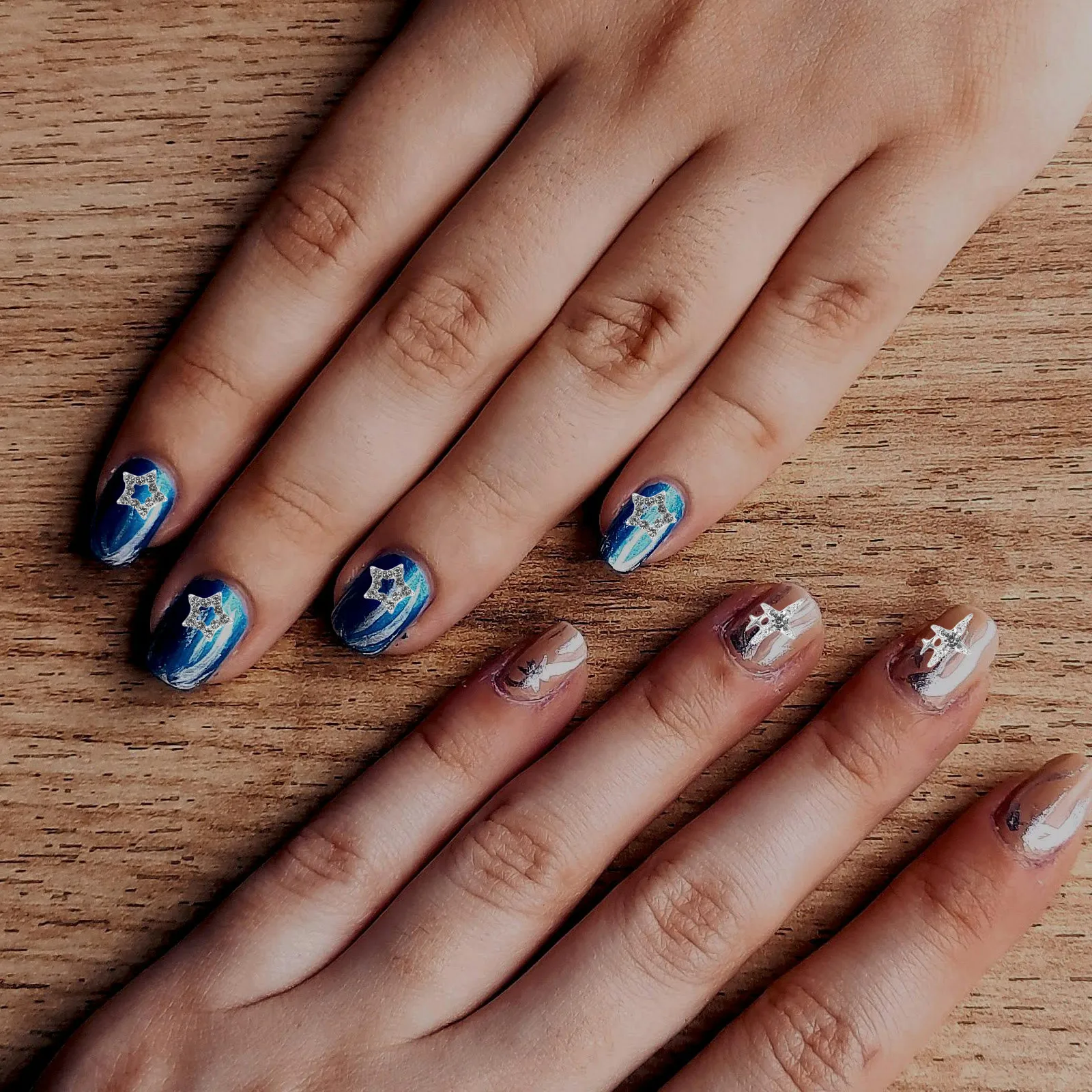 

50Pcs Metal Star Nail Studs Rhinestone Charms Pentagram Glitter Art Supplies DIY Manicure Accessories Weddings Festivals