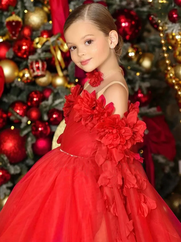 Bebé niños princesa tul plisado Teired vestido de niña de las flores niños vestido de primera comunión vestido de baile vestido de fiesta de boda cumpleaños